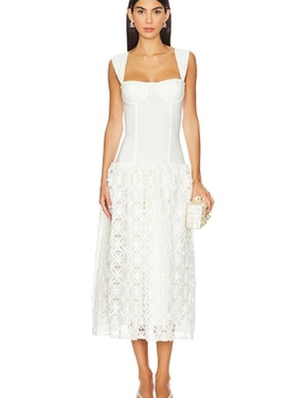 Corset Lace Skirt Midi Dress in Ivory
WEWOREWHAT - sold out